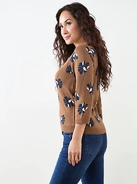 Petite Short Sleeve Knit Pattern Pullover