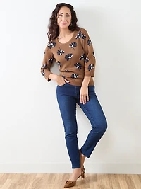 Petite Short Sleeve Knit Pattern Pullover
