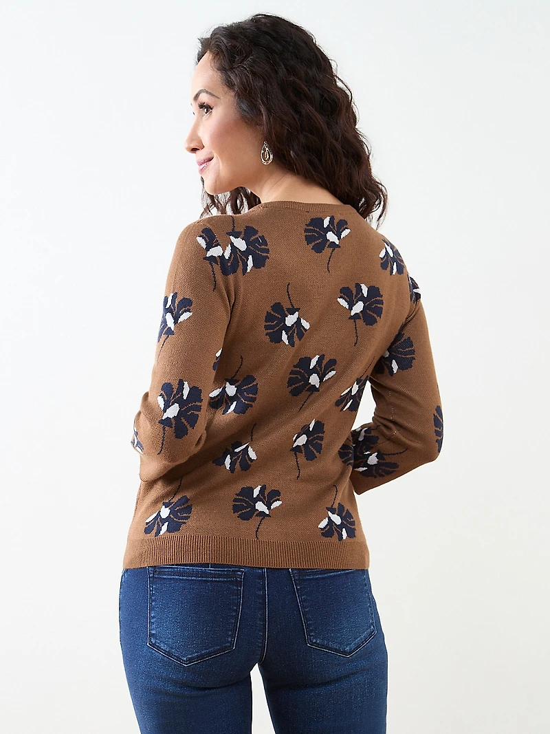 Petite Short Sleeve Knit Pattern Pullover