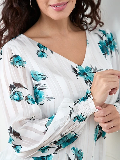 Petite Smocked-Cuff Blouse