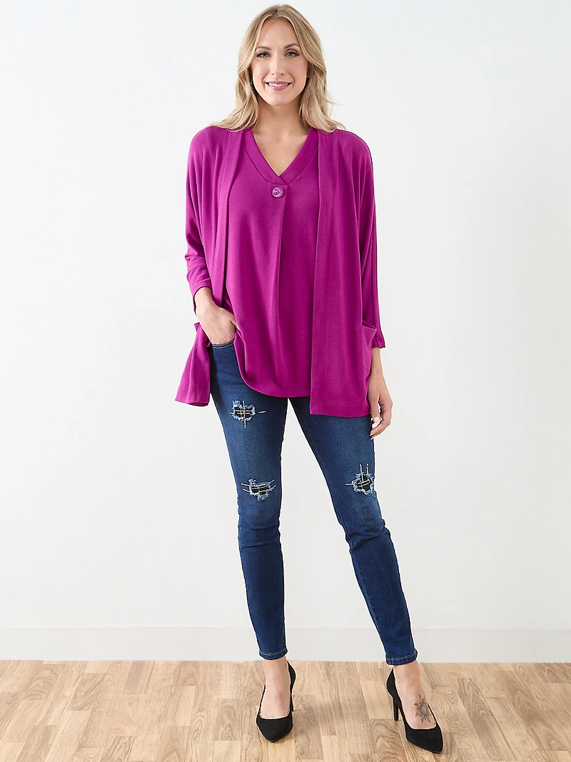 Plumberry Lightweight Knit Cardigan