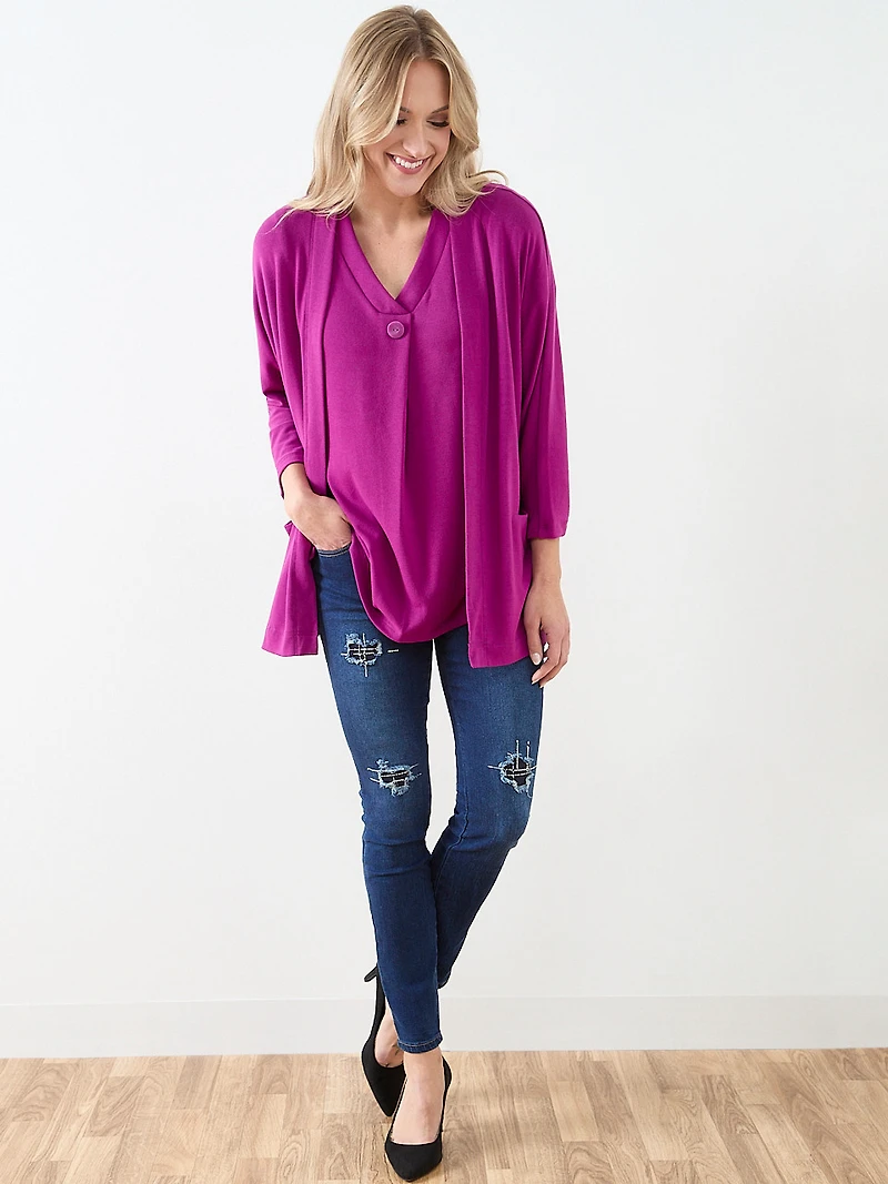 Plumberry Short Sleeve Lightweight Knit Tunic