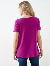 Plumberry Short Sleeve Lightweight Knit Tunic