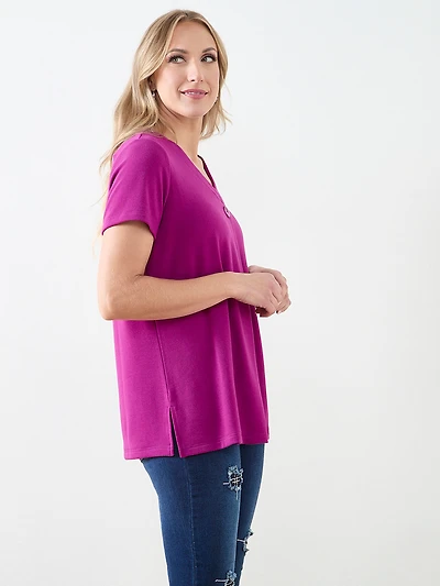 Plumberry Short Sleeve Lightweight Knit Tunic