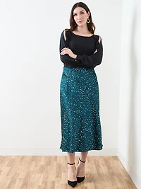 Satin A-Line Mid-Length Skirt