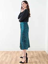 Satin A-Line Mid-Length Skirt