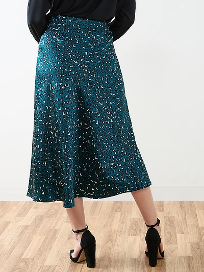 Satin A-Line Mid-Length Skirt