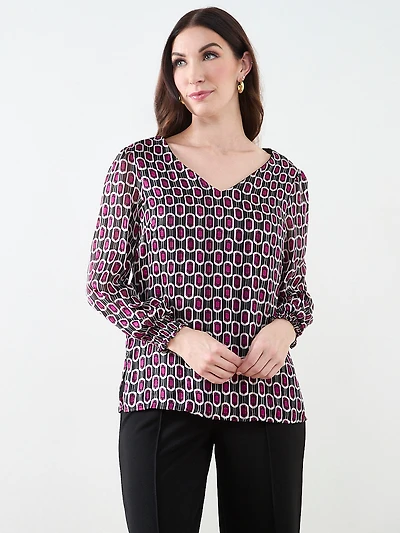 Smocked-Cuff Blouse