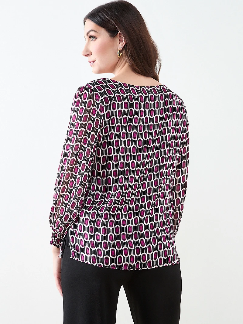 Smocked-Cuff Blouse