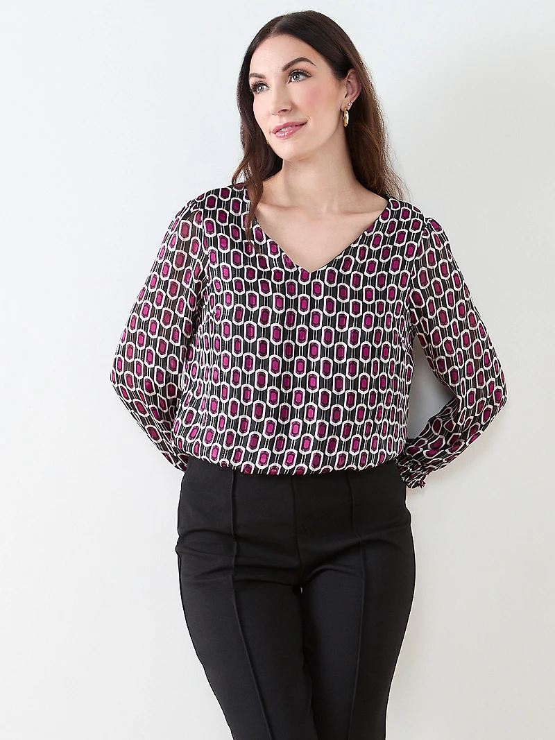 Smocked-Cuff Blouse