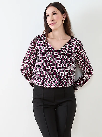 Smocked-Cuff Blouse