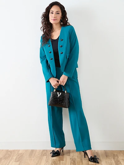 Trisha Scuba Crepe Wide-Leg Pant In Peacock