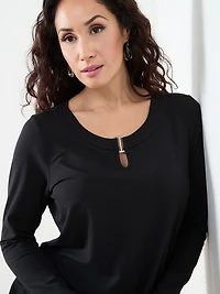 Petite Long Sleeve Top with Hardware