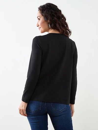 Petite Long Sleeve Top with Hardware