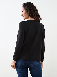 Petite Long Sleeve Top with Hardware