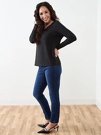Petite Long Sleeve Top with Hardware