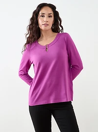 Petite Long Sleeved Top with Hardware