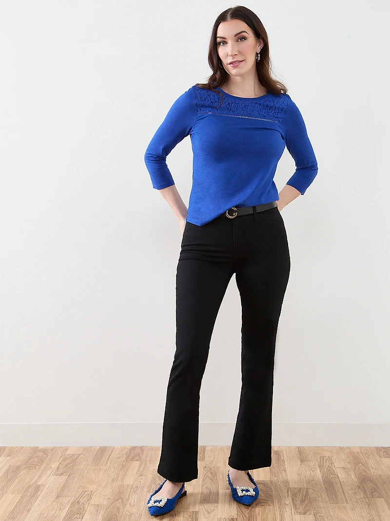 3/4 Sleeve Lace Trim Tee