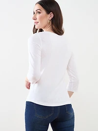3/4 Sleeve Lace-Trim Tee