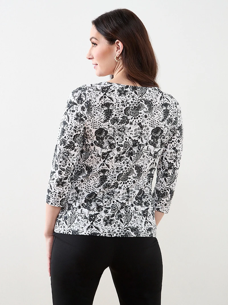 3/4 Sleeve Square Neck Tee