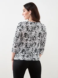 3/4 Sleeve Square Neck Tee