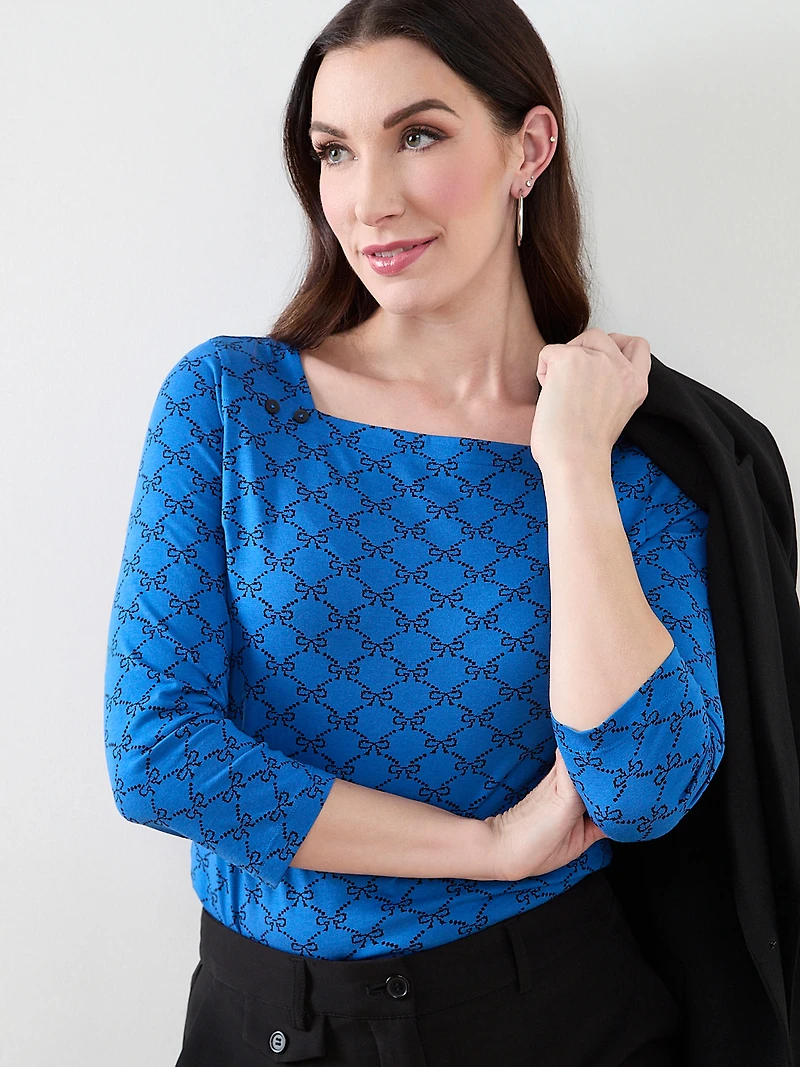 3/4 Sleeve Square-Neck Tee