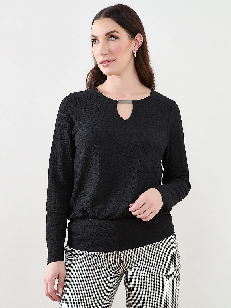 3/4 Sleeve Top with Hardware Detail
