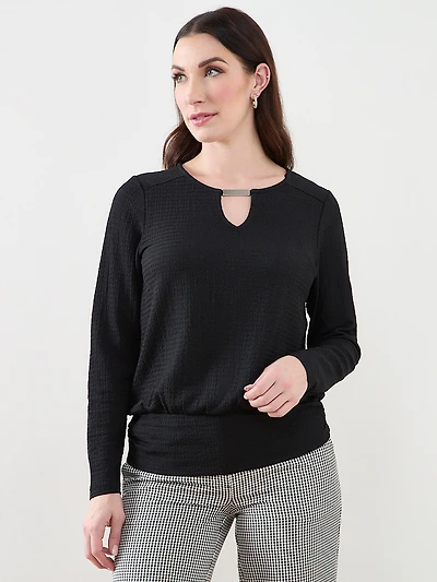 3/4 Sleeve Top with Hardware Detail