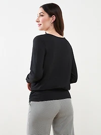 3/4 Sleeve Top with Hardware Detail