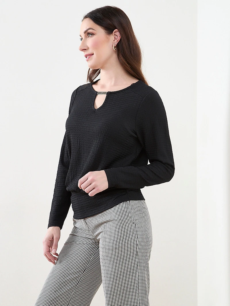 3/4 Sleeve Top with Hardware Detail