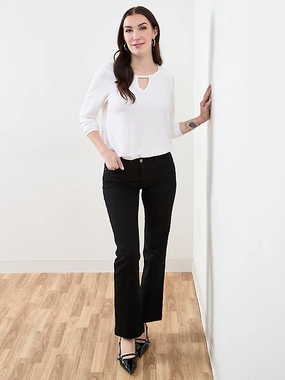 3/4 Sleeved Top with Hardware Detail