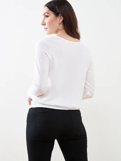 3/4 Sleeved Top with Hardware Detail