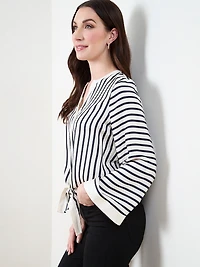 Bell Sleeve Tie Front Blouse