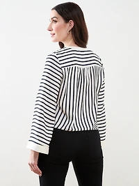 Bell Sleeve Tie Front Blouse