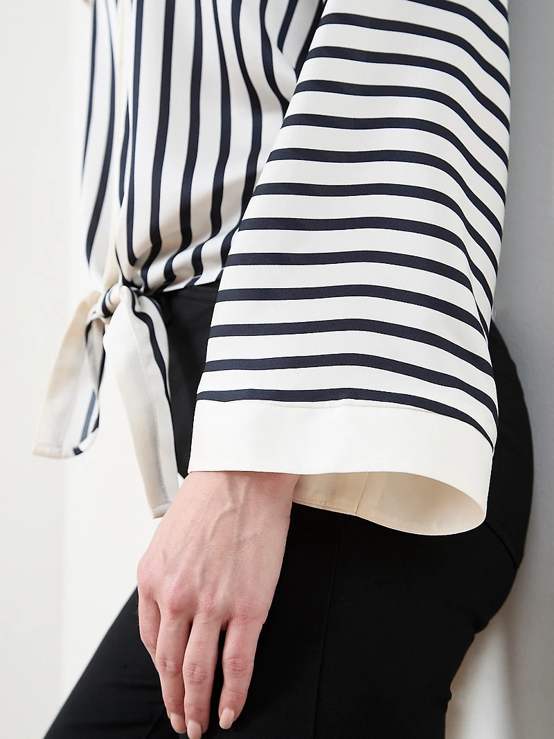 Bell Sleeve Tie Front Blouse
