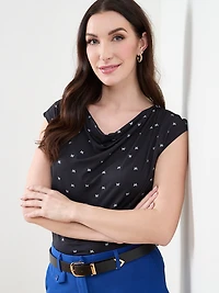 Cap Sleeve Cowl Neck Top