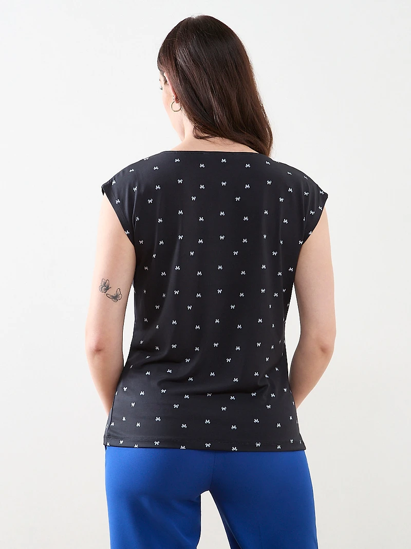 Cap Sleeve Cowl Neck Top