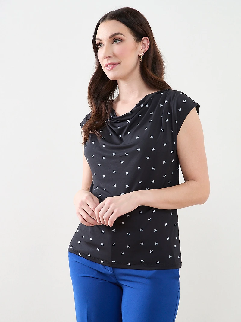 Cap Sleeve Cowl Neck Top