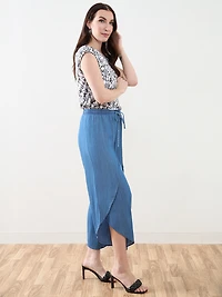 Chambray Tulip-Leg Pant
