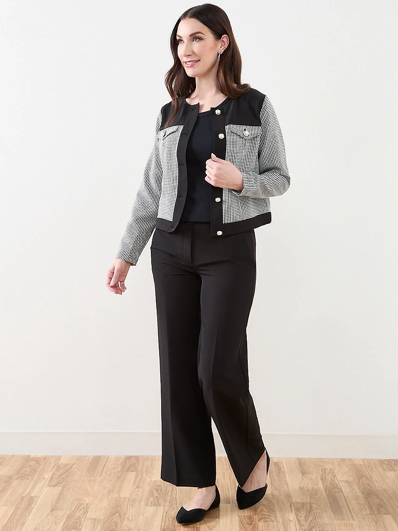 Checked Collarless Blazer