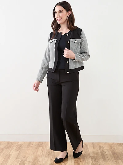 Checked Collarless Blazer