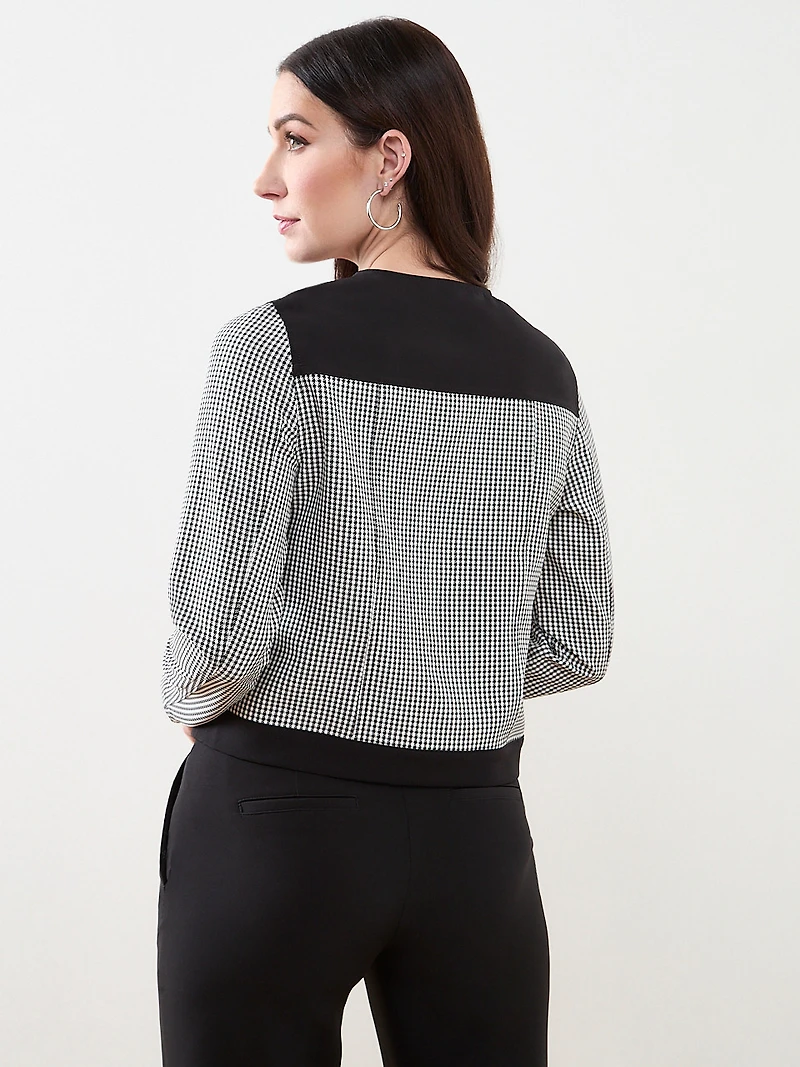 Checked Collarless Blazer