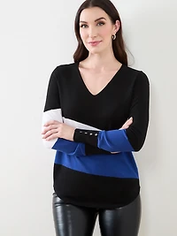 Colourblock V-Neck Pullover