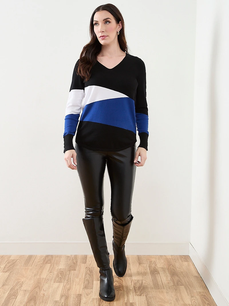 Colourblock V-Neck Pullover