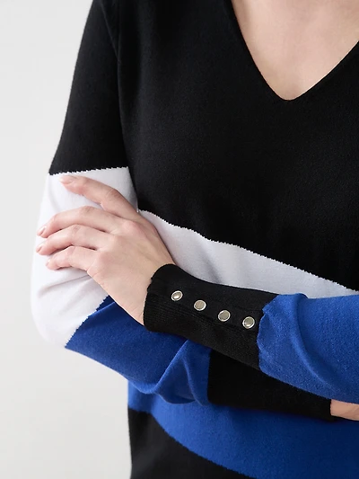 Colourblock V-Neck Pullover