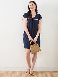 Crochet Detail Flutter Sleeve Dress