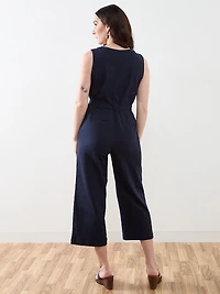 Crop Length Cotton Slub Jumpsuit