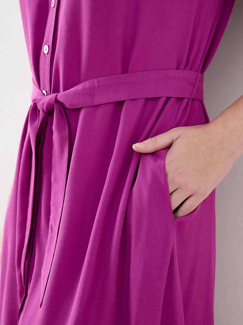 Elbow Sleeve Crochet Insert Midi Dress