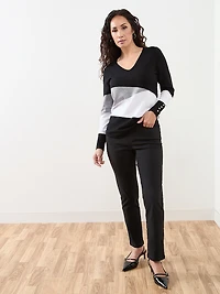 Emily Micro-Twill Grey Slim Leg Pant
