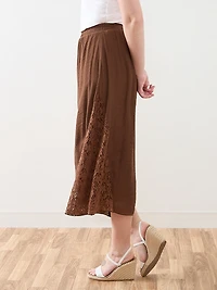 Gauze & Lace Wide Leg Crop Pant